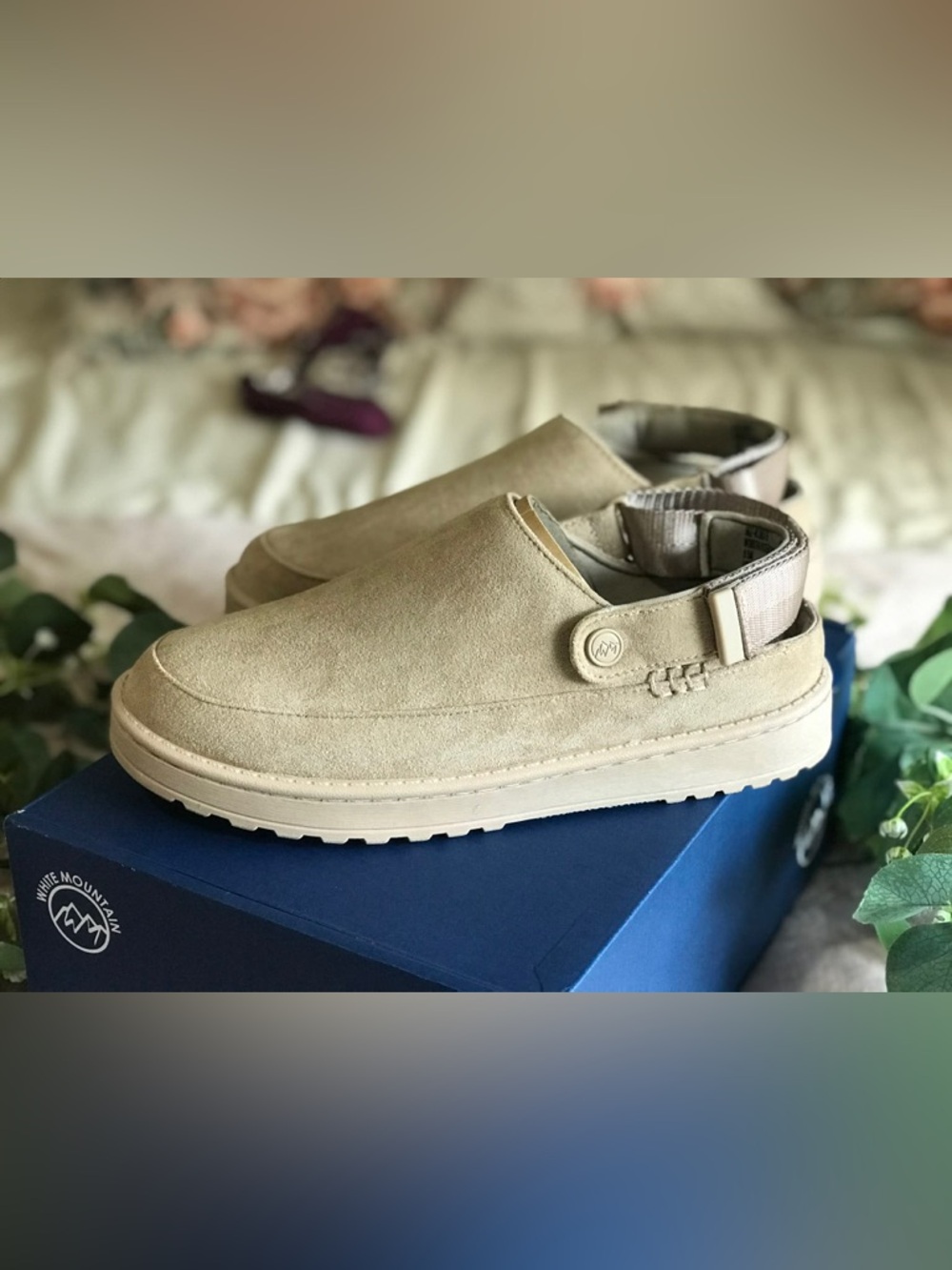 White Mountain Beige Suede Slip-On Clog 9.5